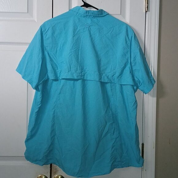 Magellan Outdoor Fish Gear Relaxed Fit turquoise button down shirt  Sz 2X - Picture 6 of 6